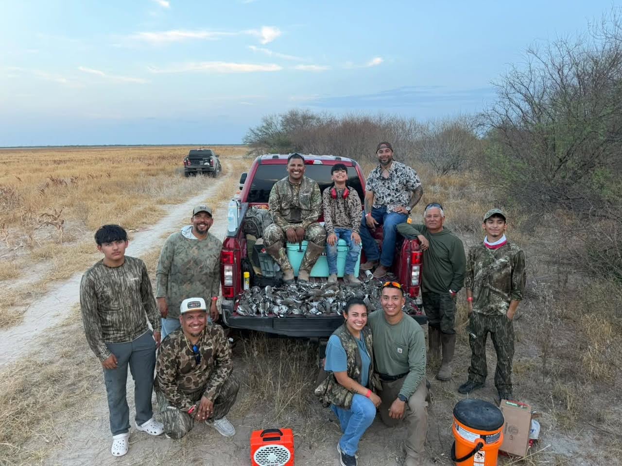 Group whitewing dove hunt South Texas