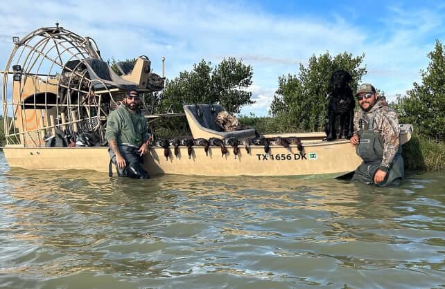 Airboat duck hunting South Texas